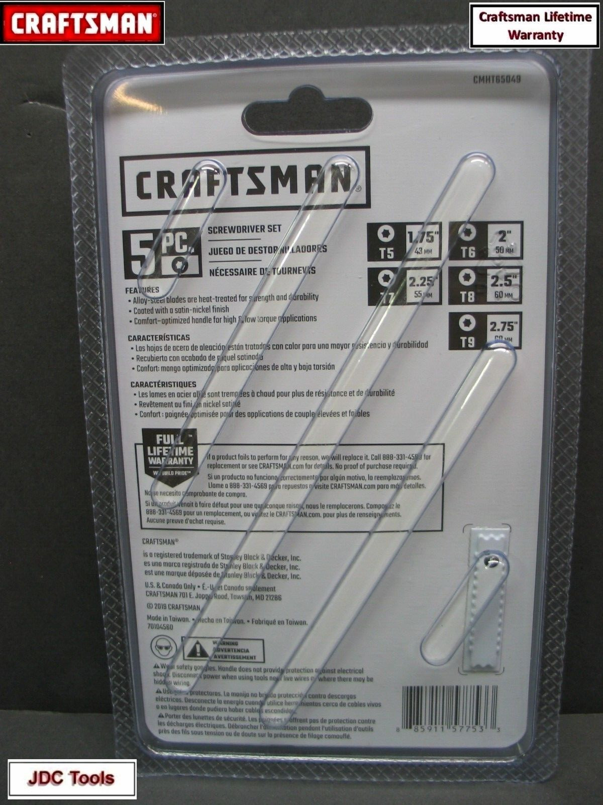CRAFTSMAN TOOLS 5 pc. Mini Torx Screwdriver Set T5-T9 Size NEW
