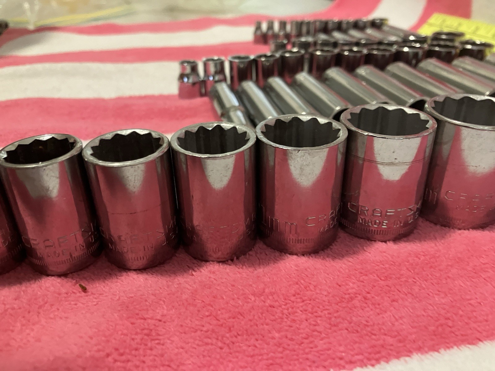 Craftsman USA 58pc Metric 3/8, 1/2, 1/4 Drive Socket Set Lot Vintage 6pt & 12pt