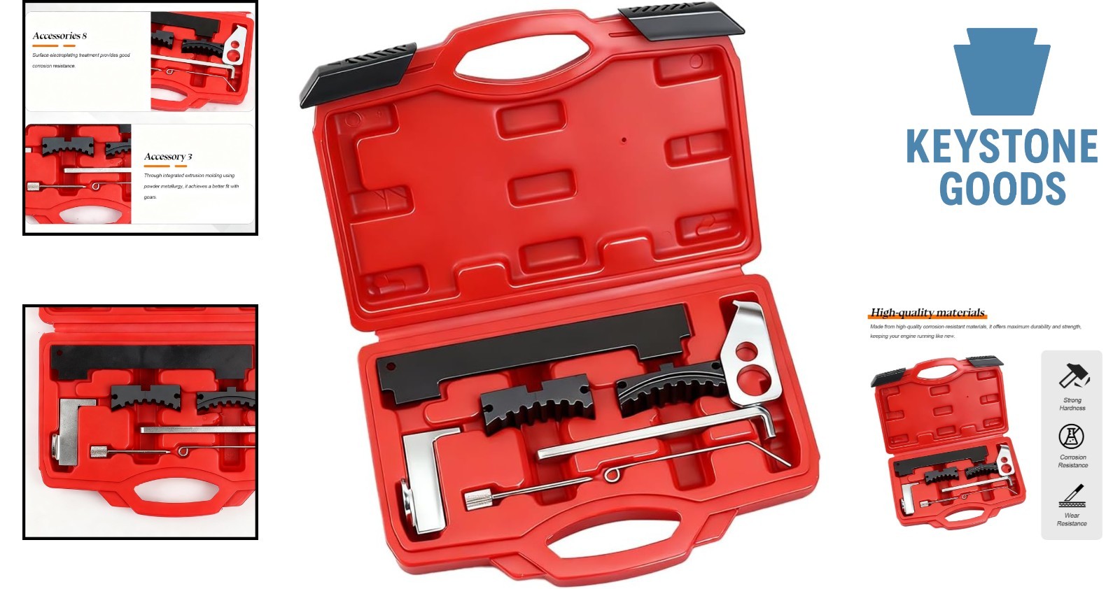 Automotive Camshaft Locking & Timing Belt Set — Compatible with 16V Engines, Red