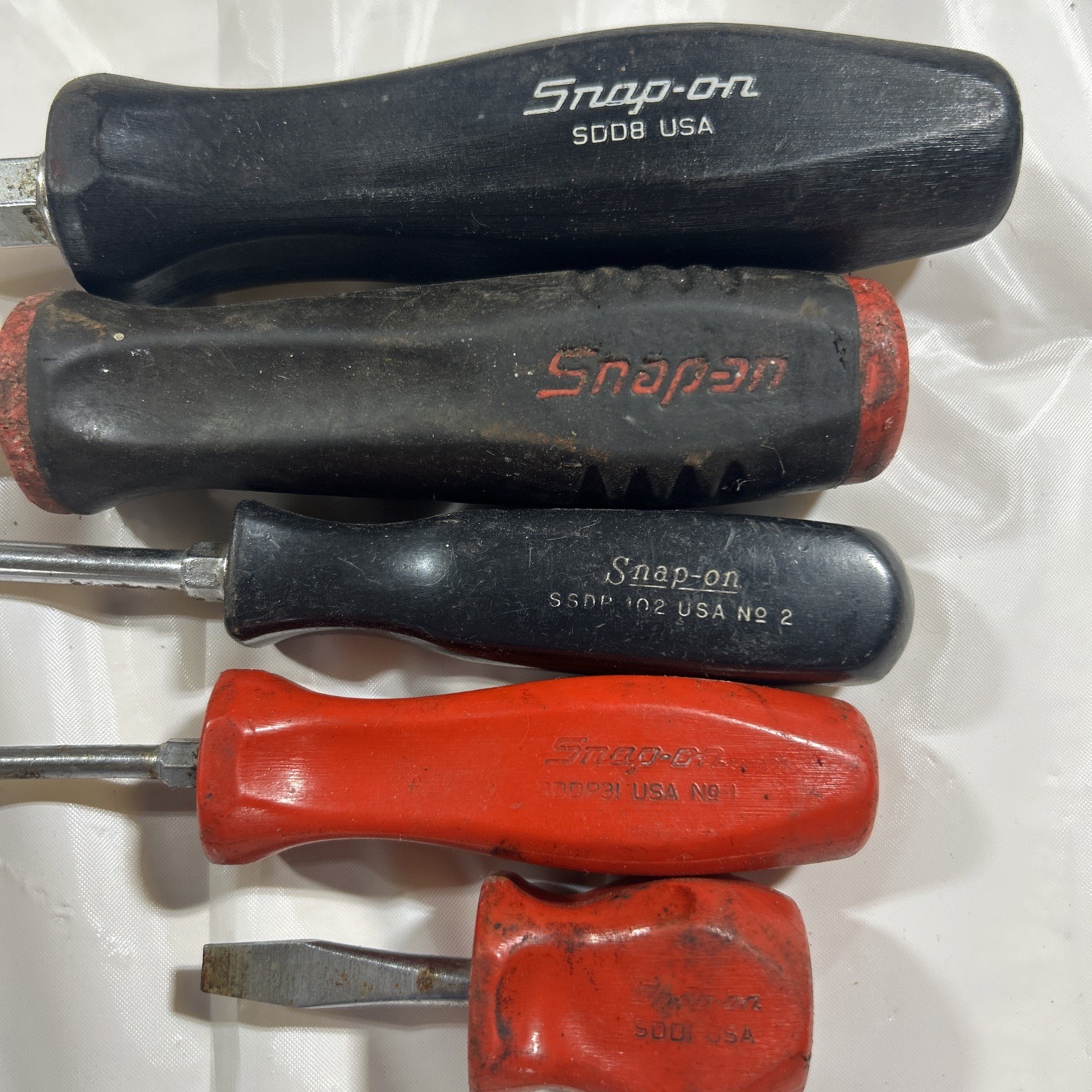 Snap-on USA Screwdriver Lot of 5 Phillips & Flat Blade Hard Handle Mechanics