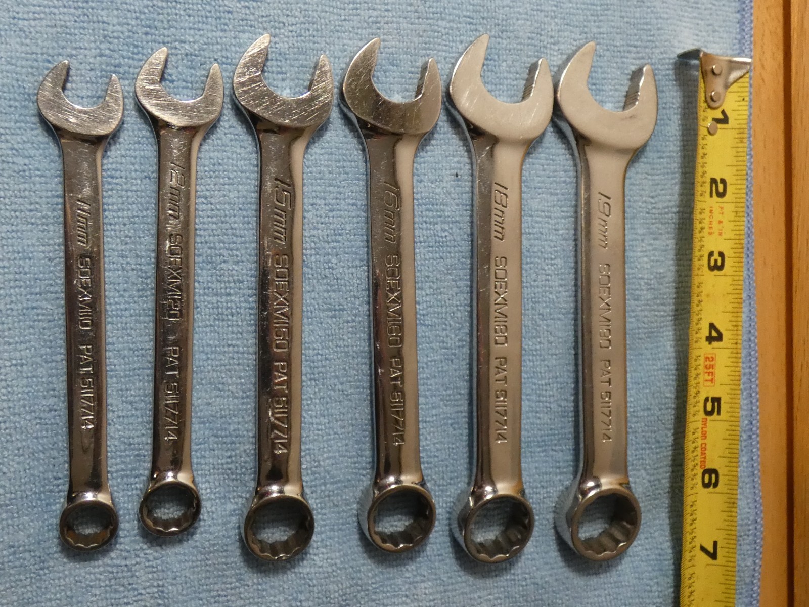 SNAP-ON 6PC METRIC 12PT SHORT COMBINATION WRENCH SET 19MM.18MM,16MM,15MM.12,11MM