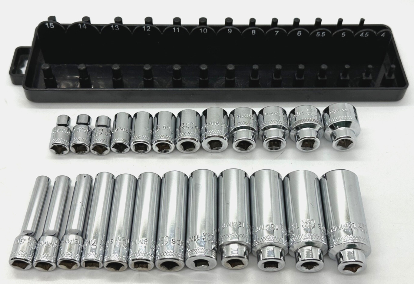 🇺🇸 MAC Tools USA 1/4″ Drive METRIC 5mm – 15mm Socket Set Shallow Deep 6PT Lot
