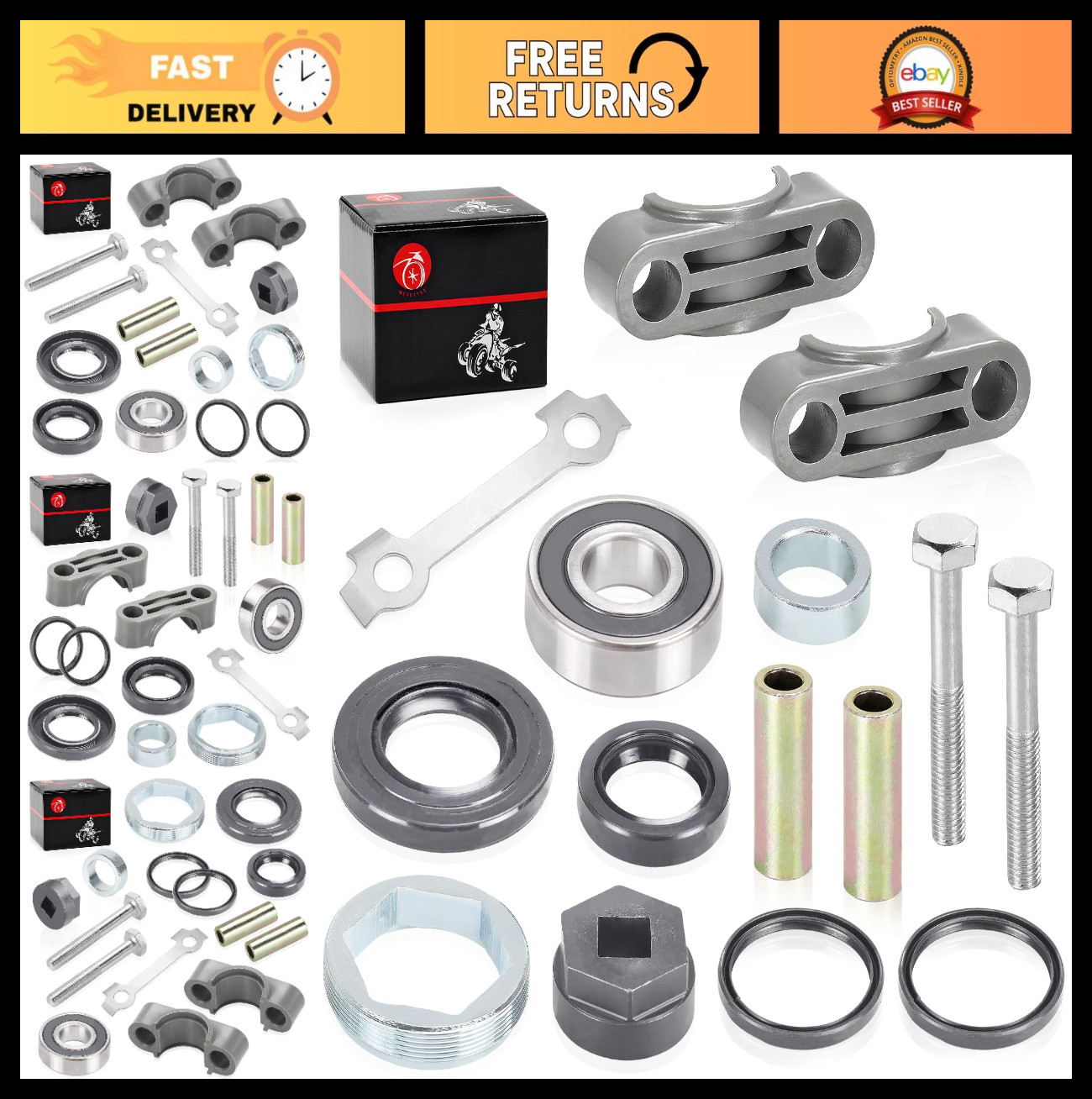 Steering Stem Bushing Bolt Bearing Seal Holder Nut & Removal Tool Kit for ATVs 3