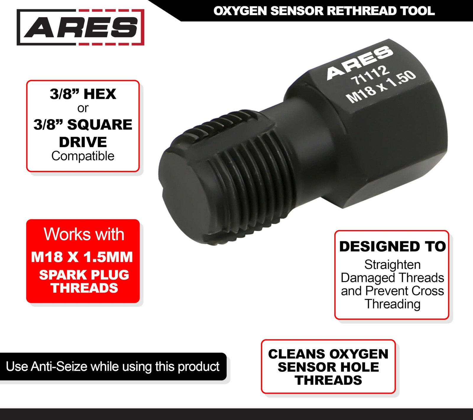 Oxygen Sensor Rethread Tool Clean M18 x 1.5mm Threads Efficiently
