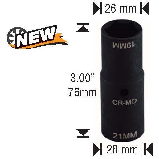 2 X Professional 1/2″ Drive 19mm & 21mm Deep Thin Wall Flip Socket!!!!