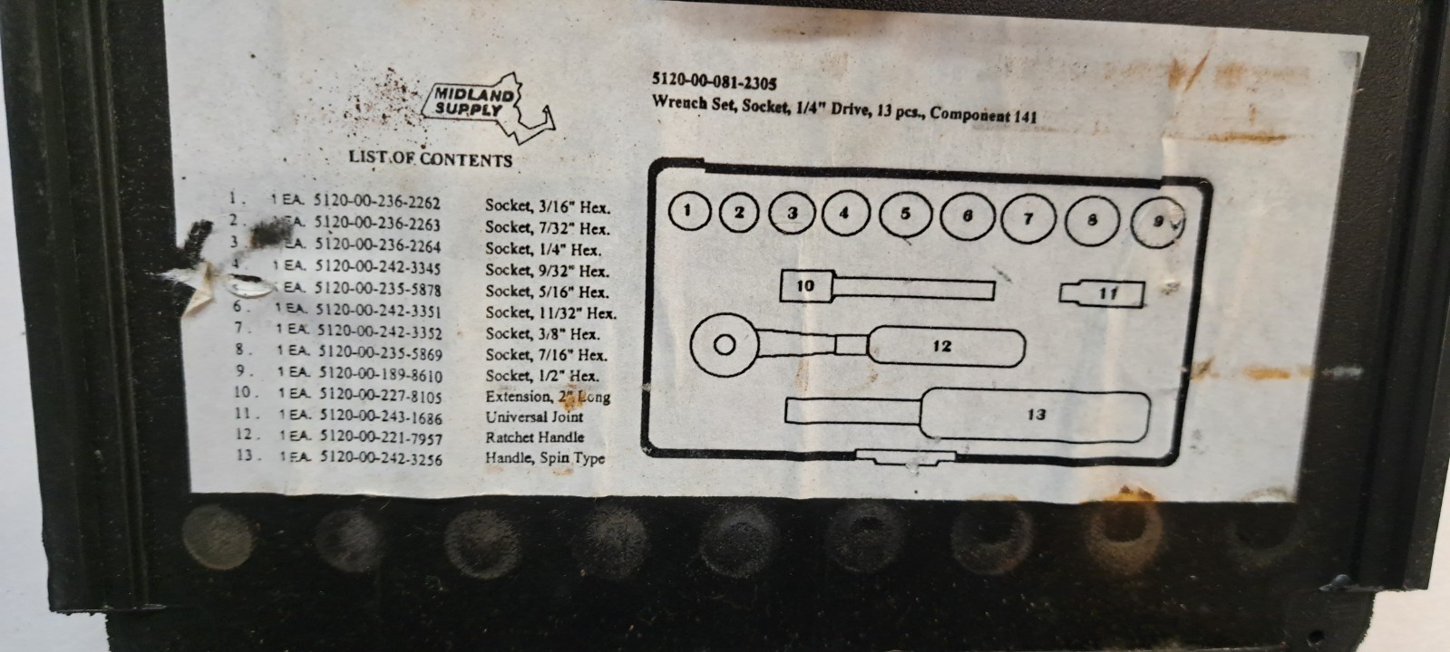 armstrong 1/4″ drive socket set 13 pcs 5120-00-081-2305 (51104)