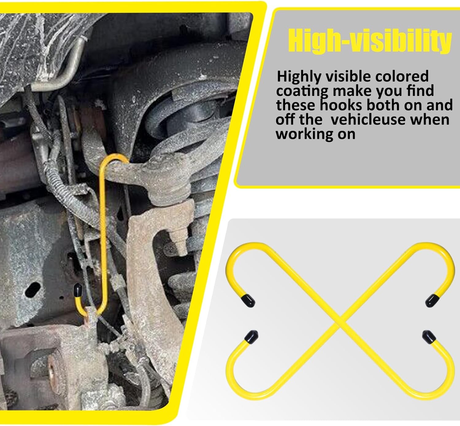 2Pcs Brake Caliper Hanger Hooks Powder Coated Steel Yellow (2 Piece Set)