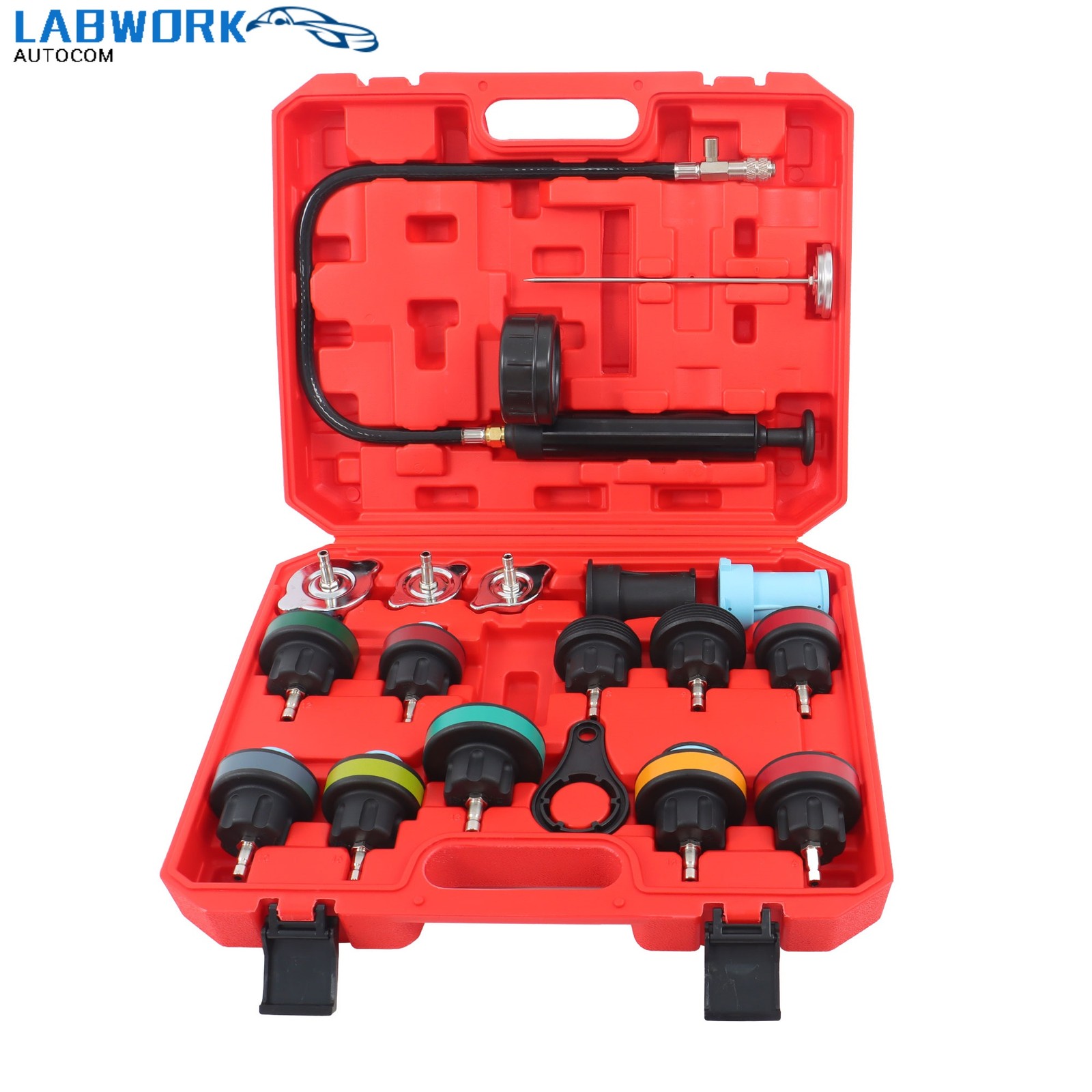 18pcs Universal Radiator Pressure Tester Kit Coolant Vacuum Type Cooling System