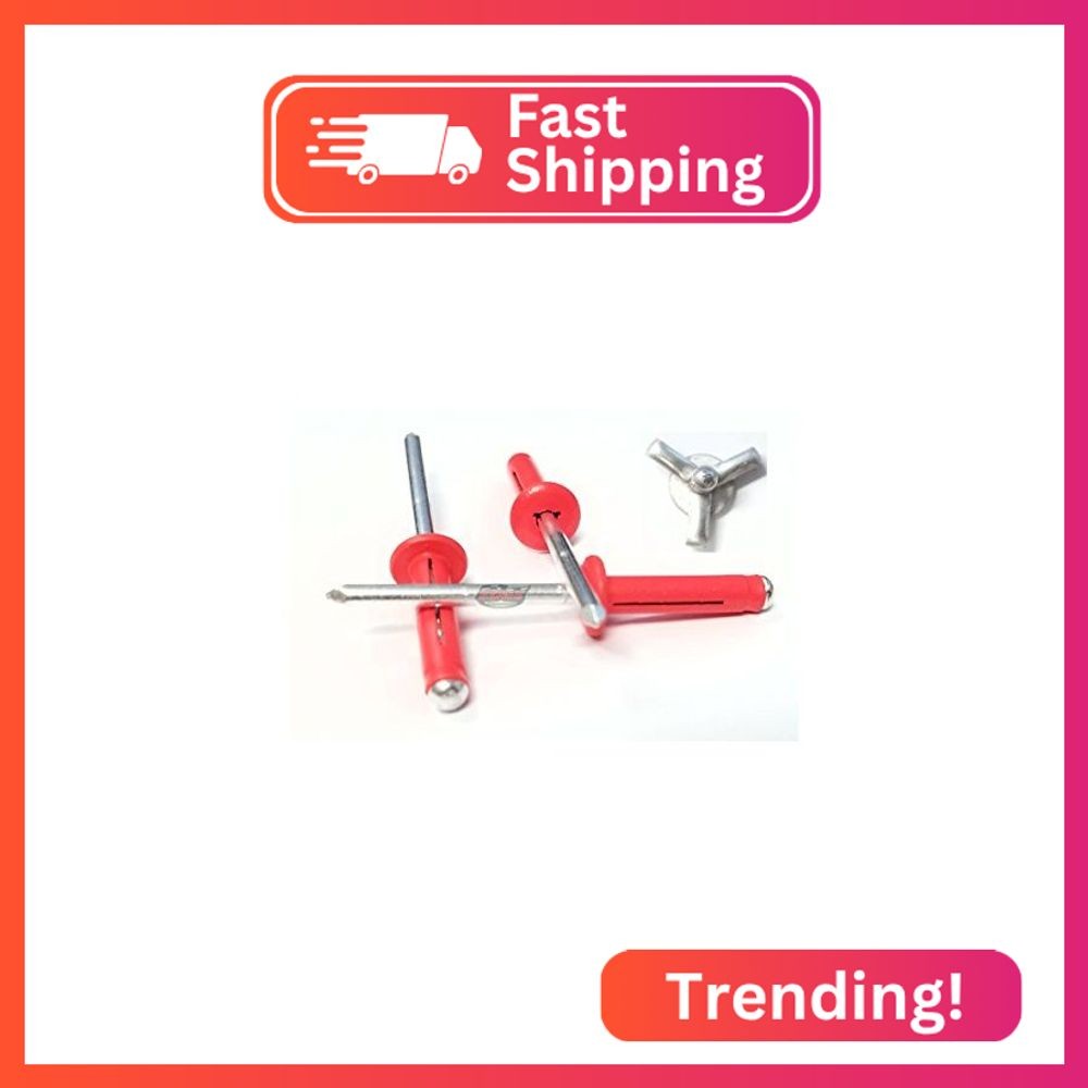 Fluorescent Red Exploding Pop Rivets 3/16″ Tri-Fold Small Aluminum Head Steel Ma