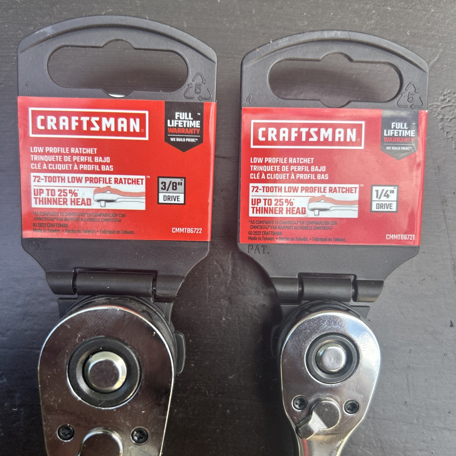 NEW! CRAFTSMAN 2pc 1/4 & 3/8 FULL POLISH 72 Tooth Ratchets CMMT86721 CMMT86722