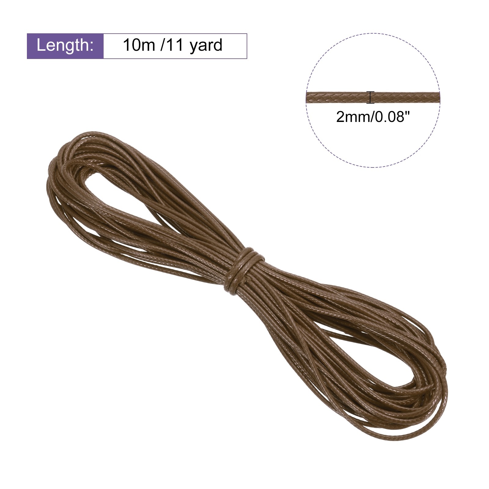 Brown 2mm Waxed Cord 11 Yard Wax Bead Thread String for Jewelry Make