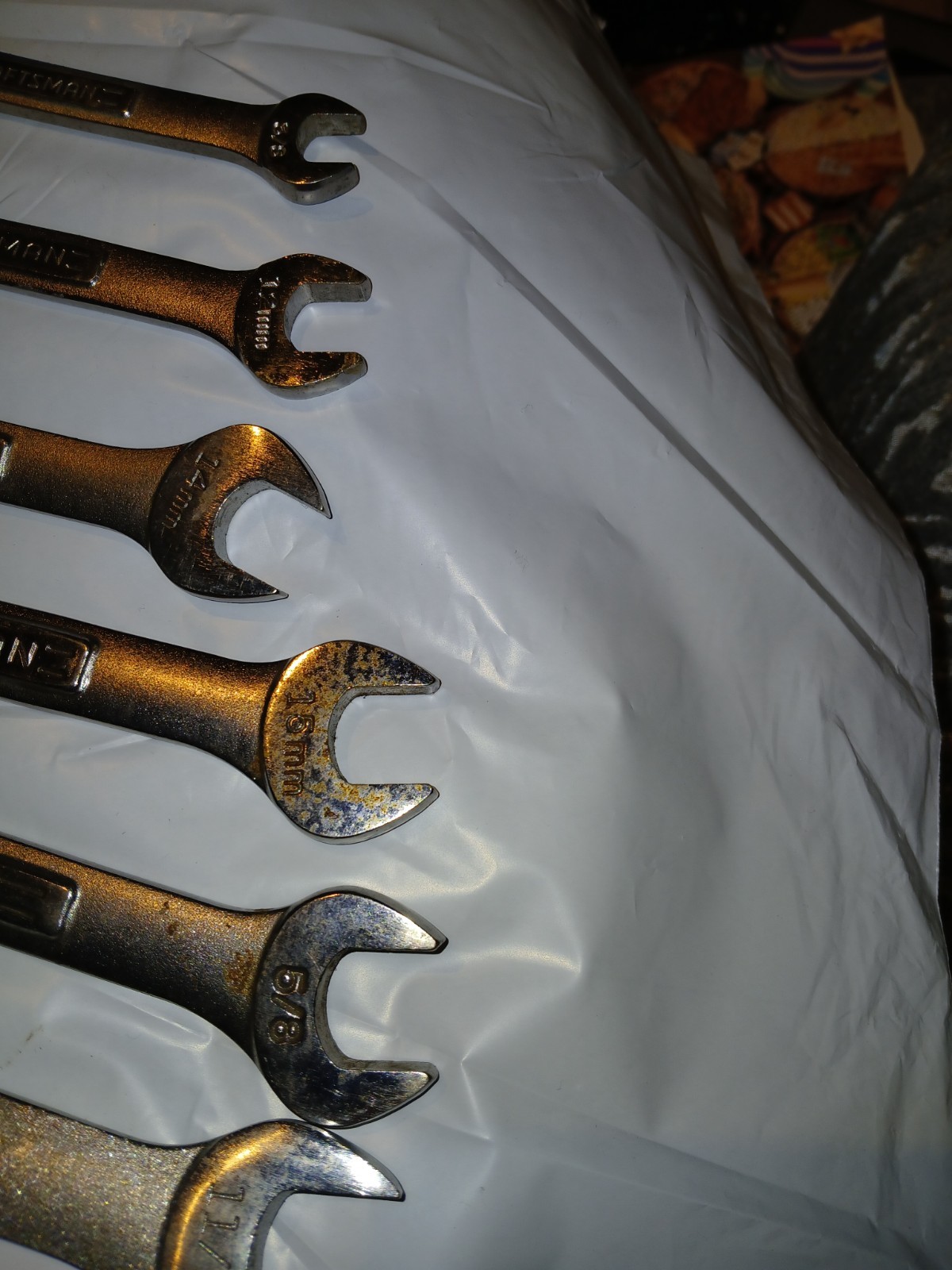 Craftsman Combination Wrench Lot of 6 – 11/16, 3/8, 5/8 12mm, 14mm, 15mm