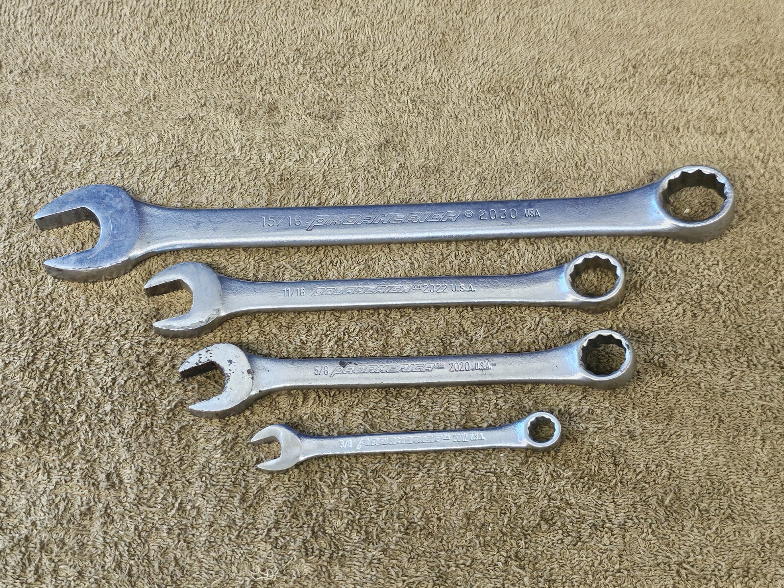 4 ProAmerica Pro America Combination Wrench Set Sae 15/16 5/8 11/16 3/8″ 2030