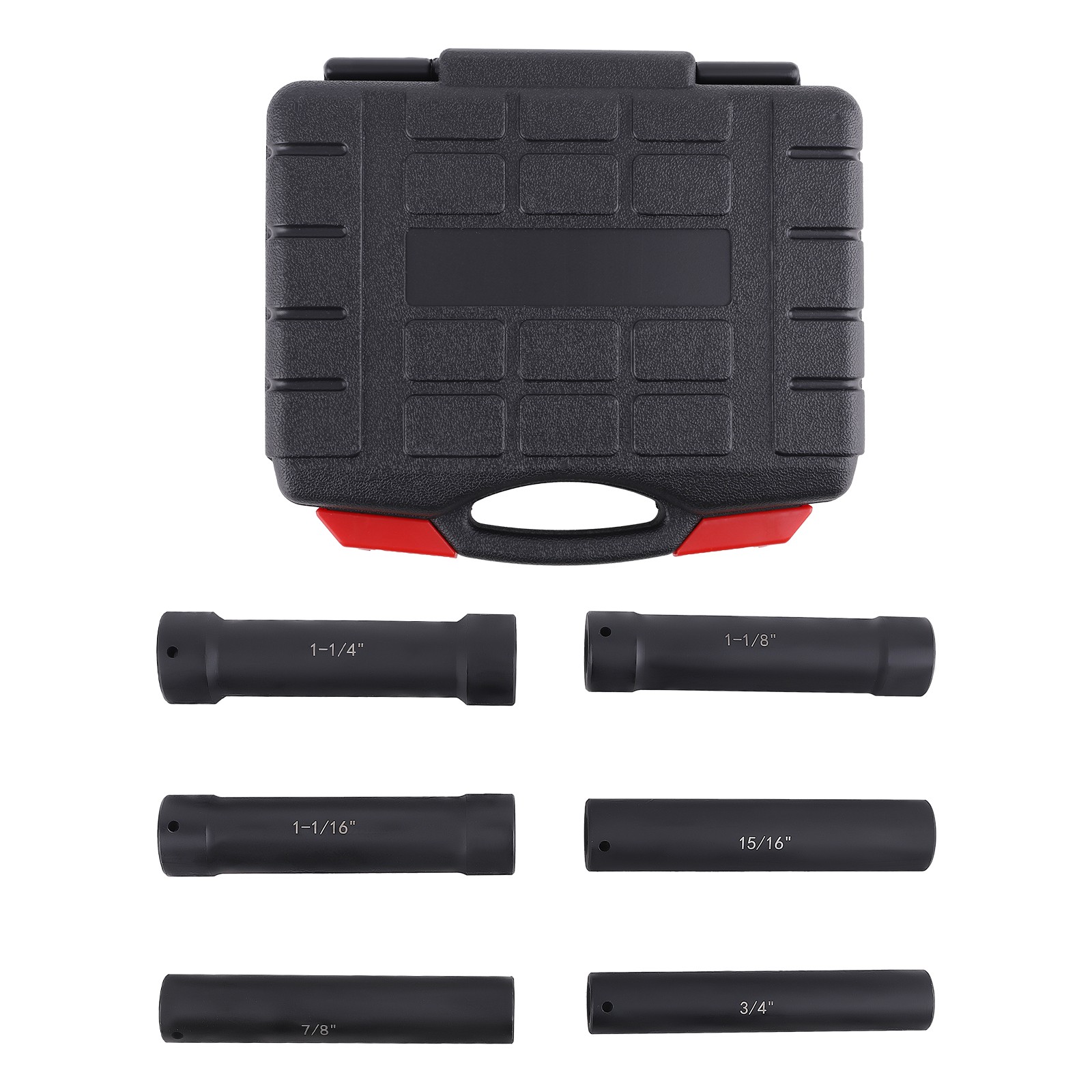 6* 1/2 Inch Drive Extended Length Impact Socket Set Heavy Duty W/ Storage Case
