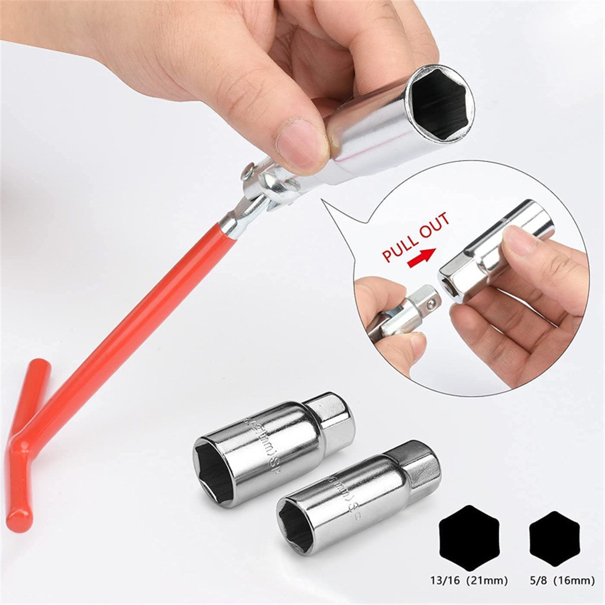 Small Engines Spark Plug Socket T Handle 16mm 21mm Removal Tool Flexible Spanner