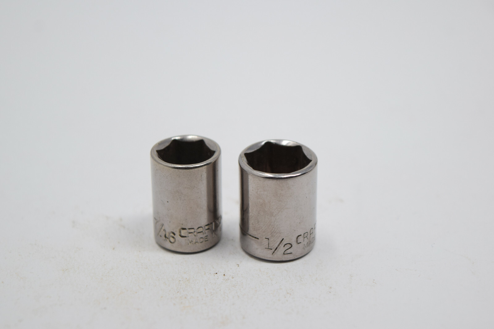 2 CRAFTSMAN 1/4″ DRIVE 6 POINT SOCKETS: 7/16 43498, 1/2 43499 G Series USA