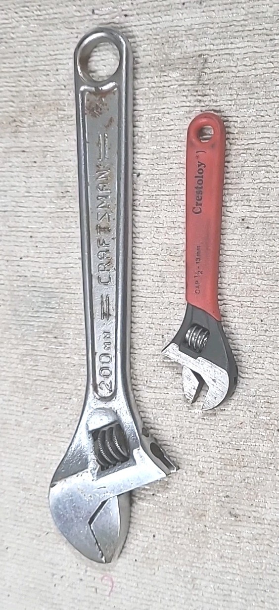 Craftsman Adjustable Wrench 44603 8″ & 4″ Crescent Tools Forged in USA.