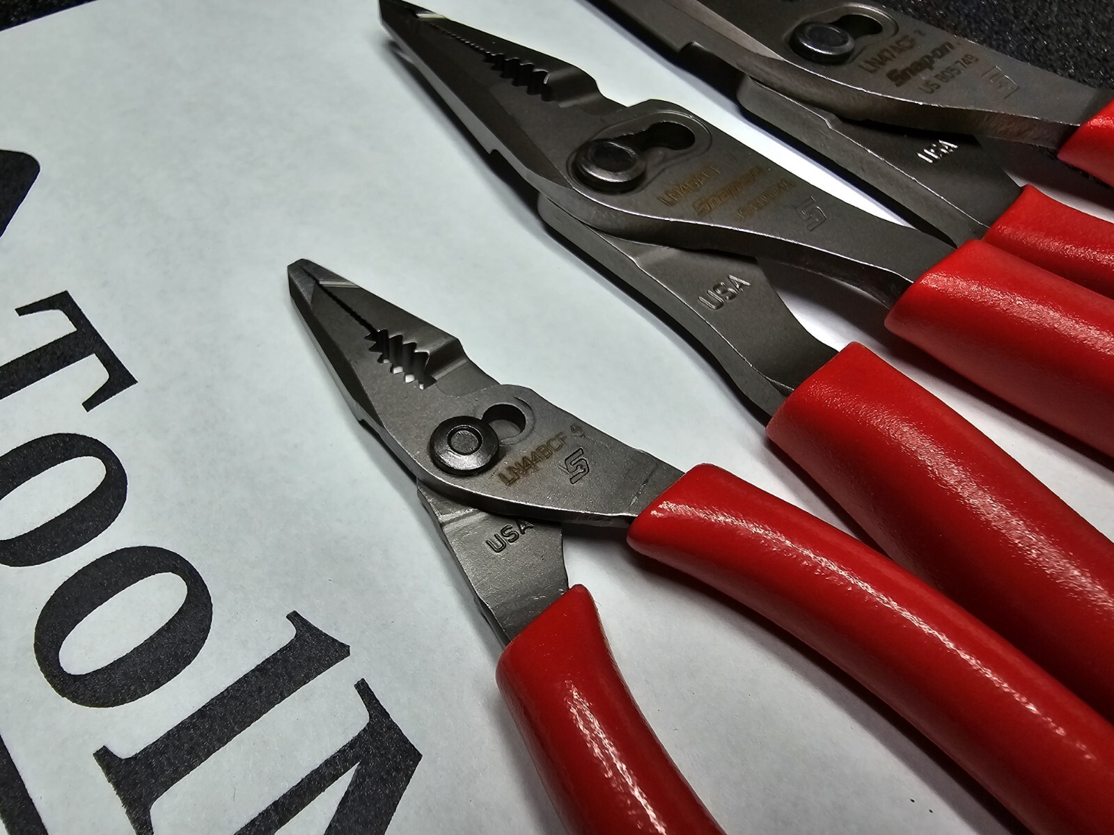 Snap-on Tools NEW 3pc RED Long Nose Slip Joint Plier Set LN44BCF LN47ACF LN46ACF