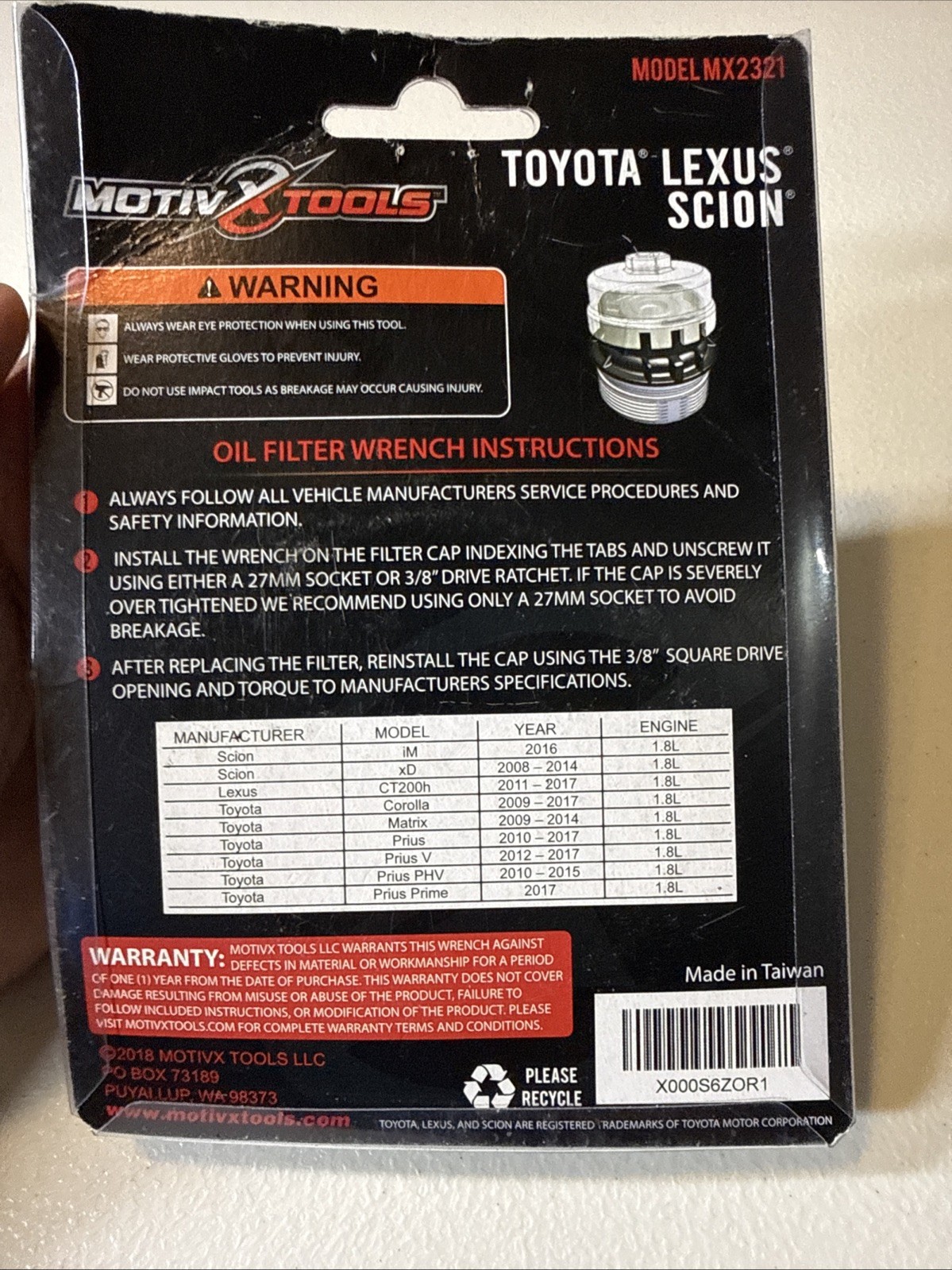 Motiv X Tools MX2321 64mm Oil Filter Wrench