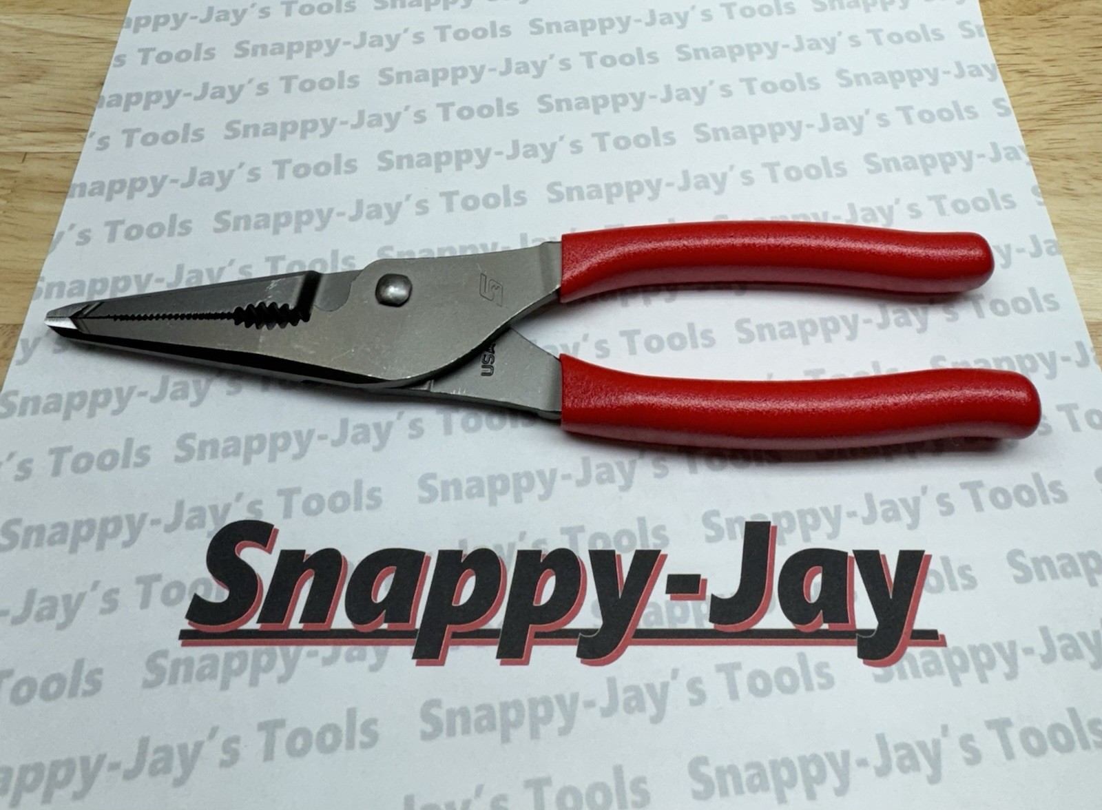 Snap-On Tools USA NEW RED 9″ Soft Grip Long Nose Slip Joint Pliers LN47ACF