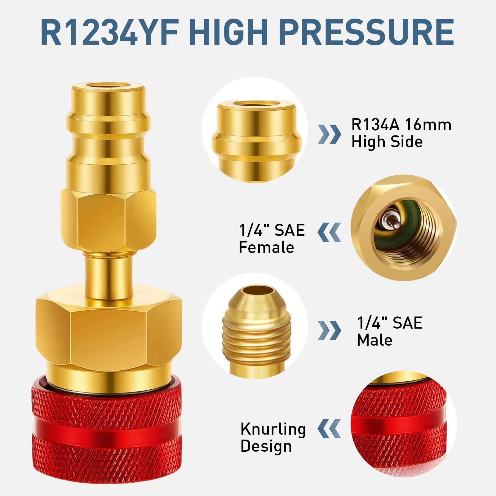 R1234YF to R134A Adapter Kit Quick Coupler High/Low Side Conversion A/C Can Tap