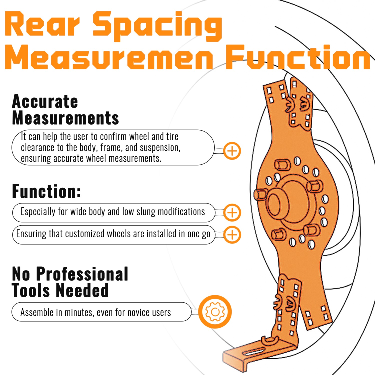 5-Lug Pattern 14″-22″ Wheel Fitment Simulator Tool Tire Size For Measurement