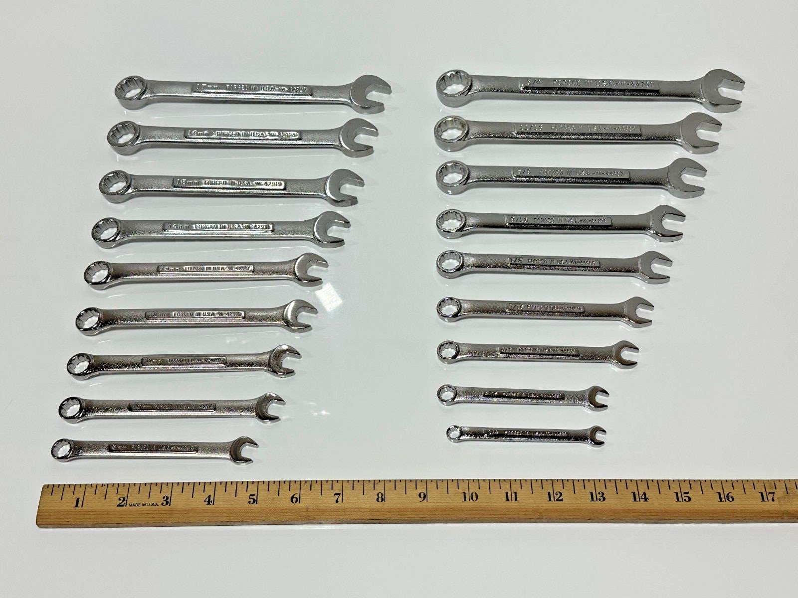🇺🇸 Craftsman USA VA 18pc SAE 1/4-3/4 Metric 9-17mm Combination Wrench Set, NOS