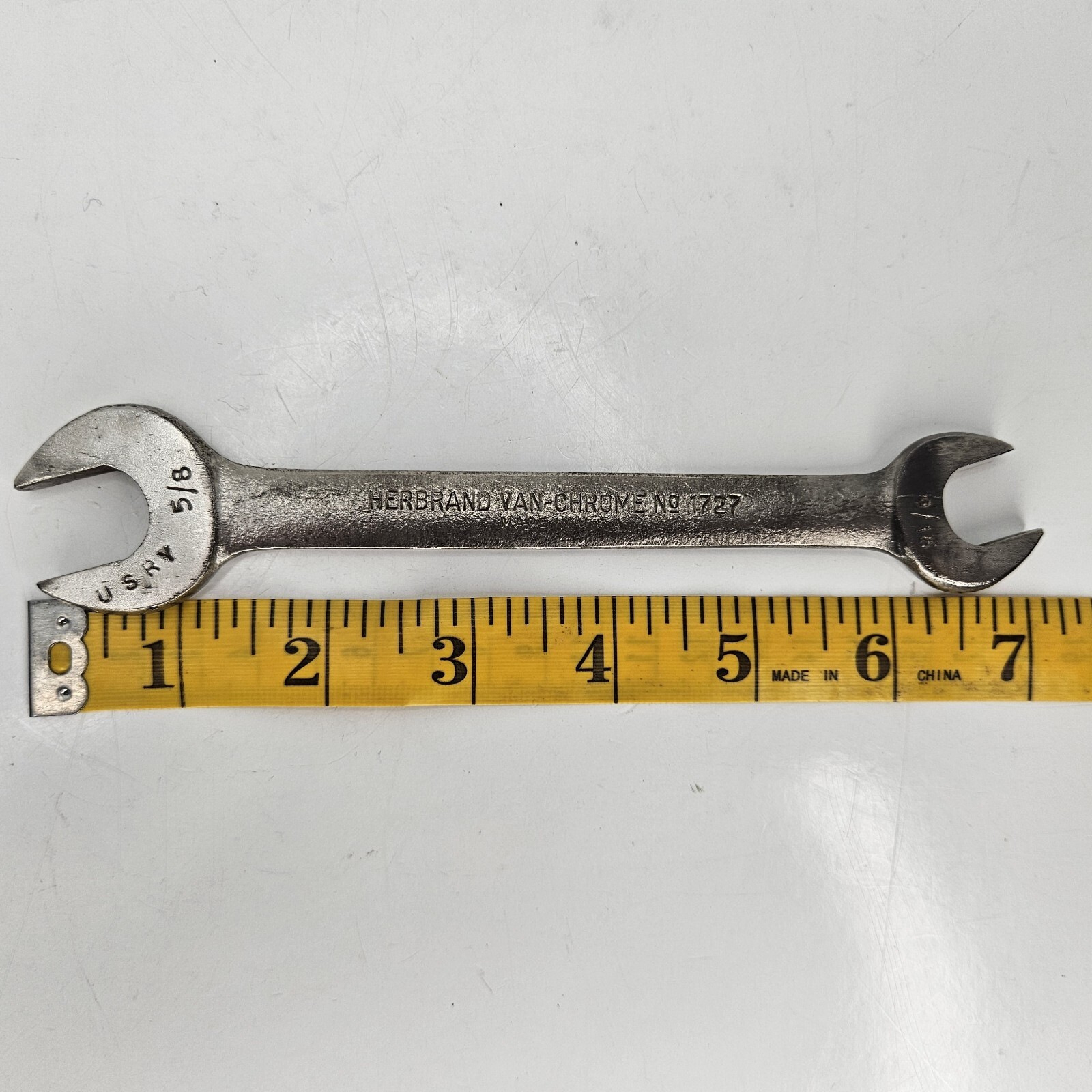 Vintage Herbrand Van-Chrome #1727 Steel Open End Wrench 5/8″ – 9/16″ USA