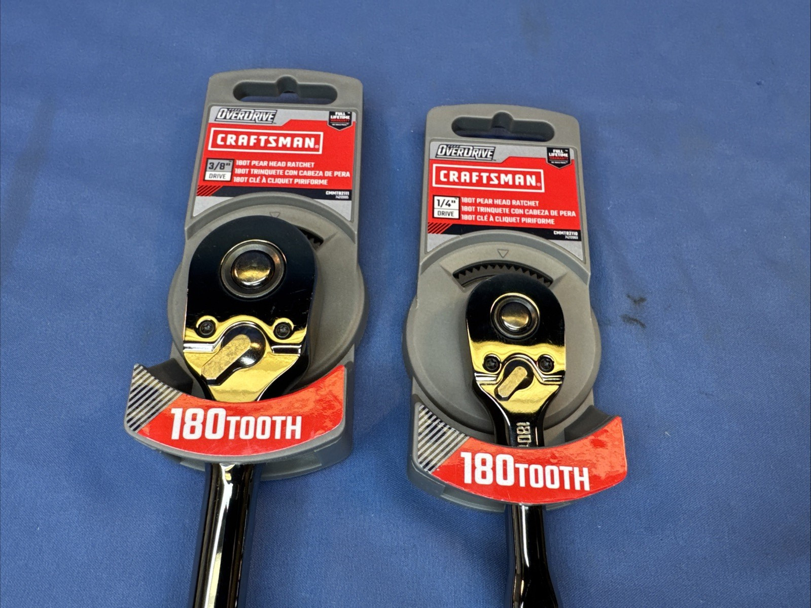 New Craftsman 2 pc. 180 Tooth Overdrive Ratchet Set 3/8″ & 1/4″ Drive~ Gun Metal