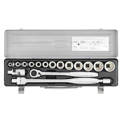Tone Socket Wrench Set, 12.7mm (1/2″) Drive, 750MH, 17 Pieces, Silver