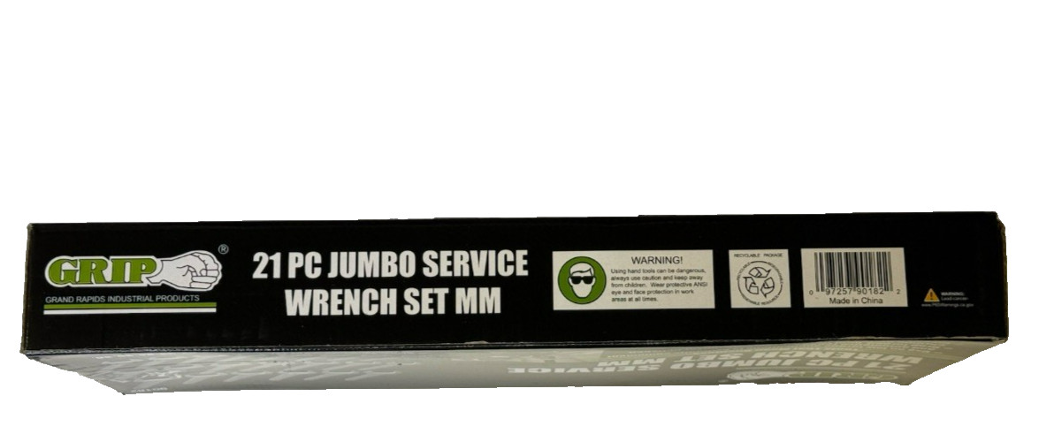 21pc GRIP Metric Service Wrench Set Farmer Style 20mm – 50mm MM Jumbo 90182 STD