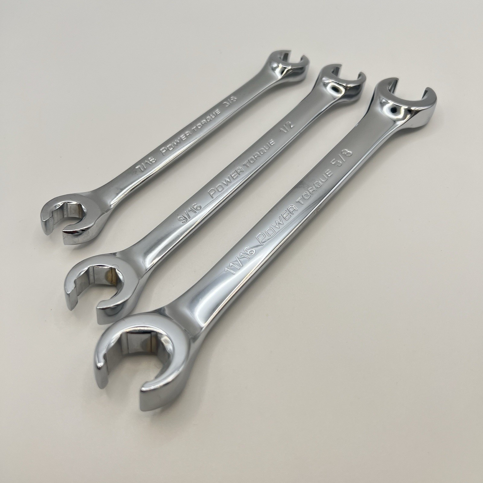 Power Torque 3pc SAE Flare Nut Wrench Set 3/8” – 11/16” Brake Line Tools GM0030