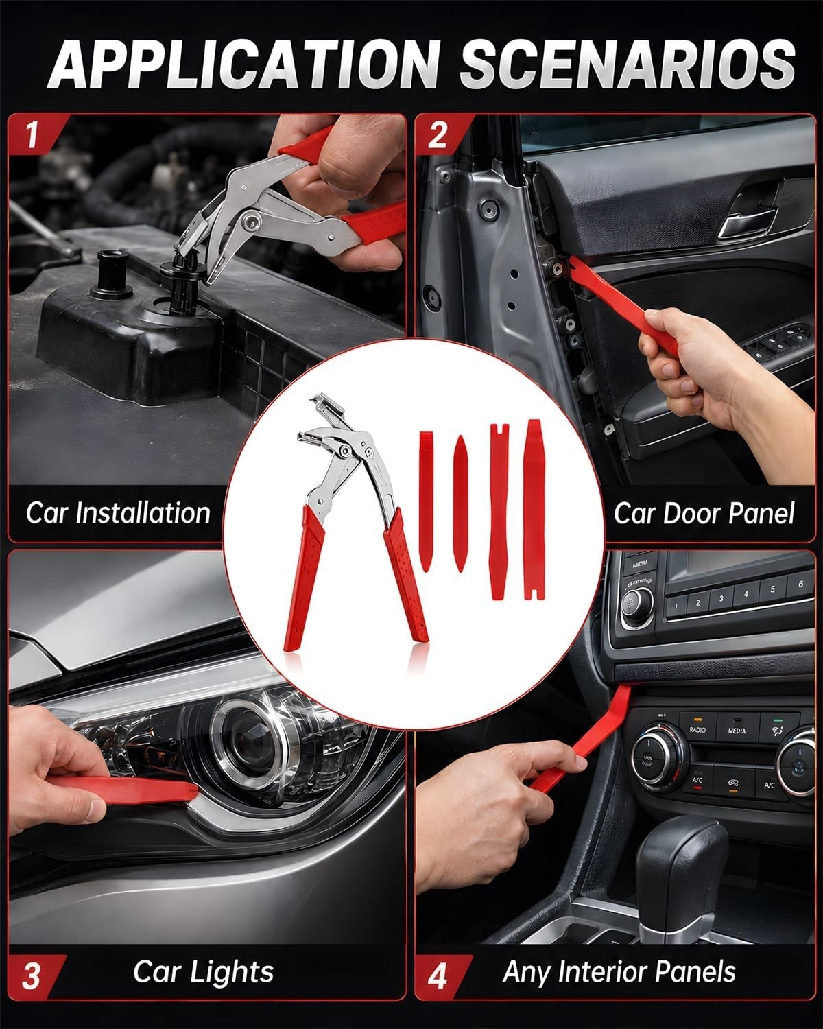 Kit, Automotive Trim Removal Tools with Panel Pry Set, Fastener Clip Remover,…
