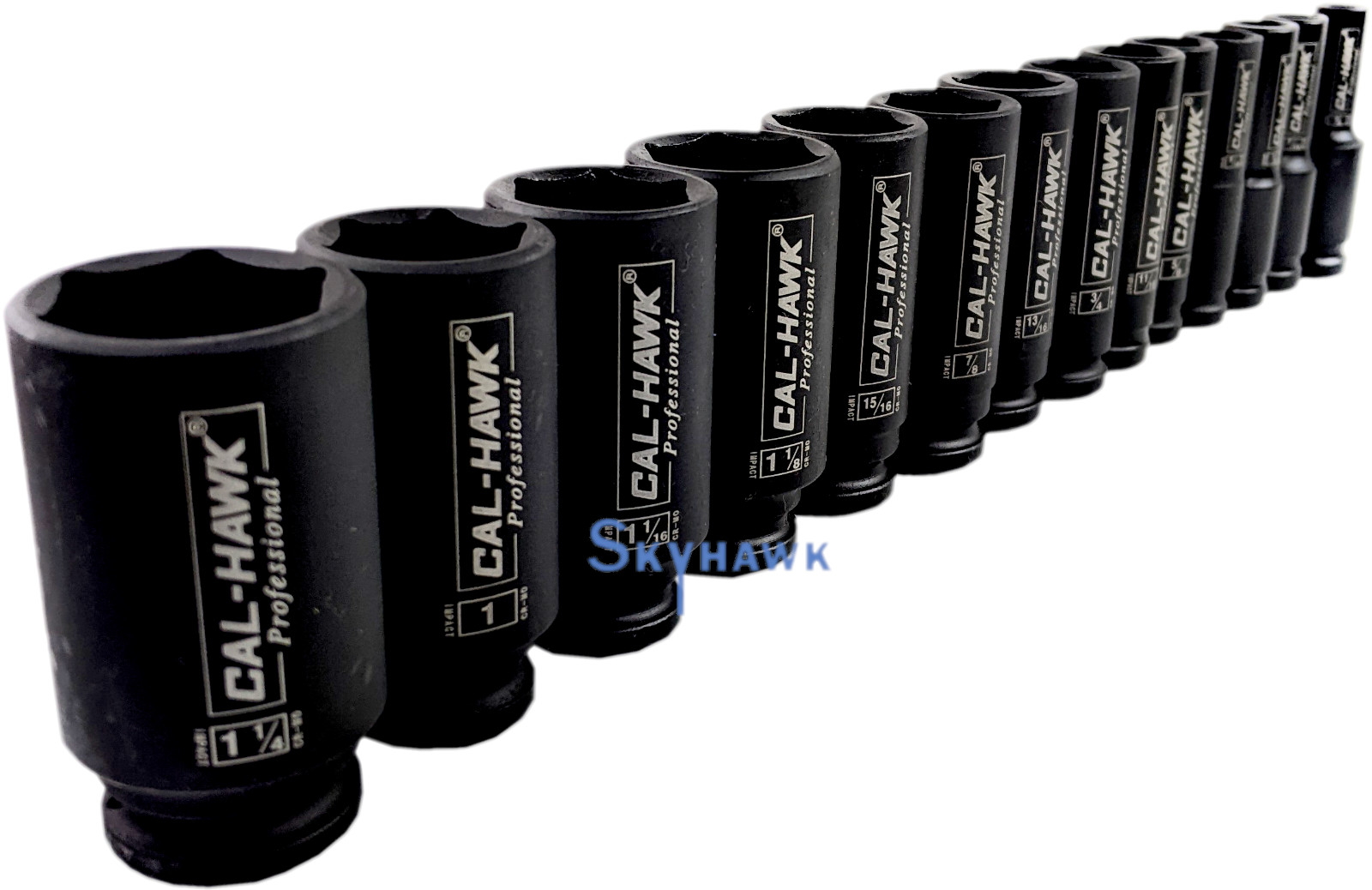 14Pc 1/2″ DR Chrome Molybdenum Steel Deep Impact Socket Set – SAE 6 Point w/Case