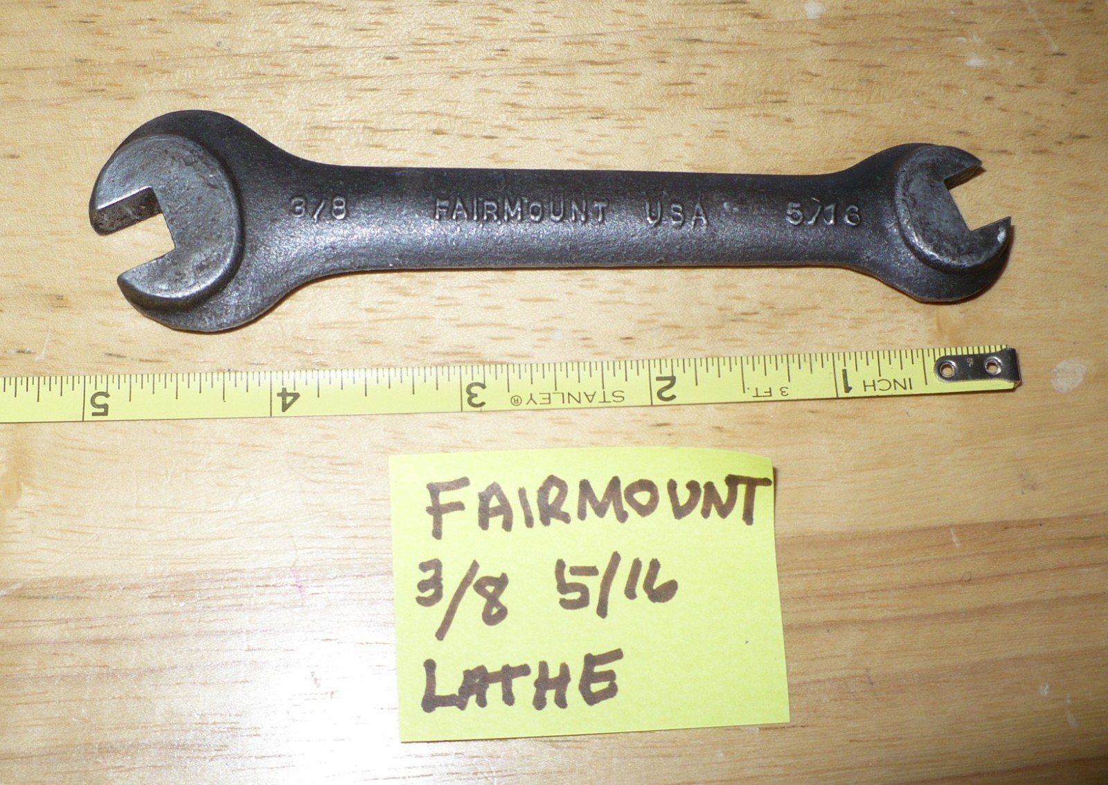 Vintage Lathe Fairmount 3/8 5/16 Double Square Open End Wrench Machinist 527 ?