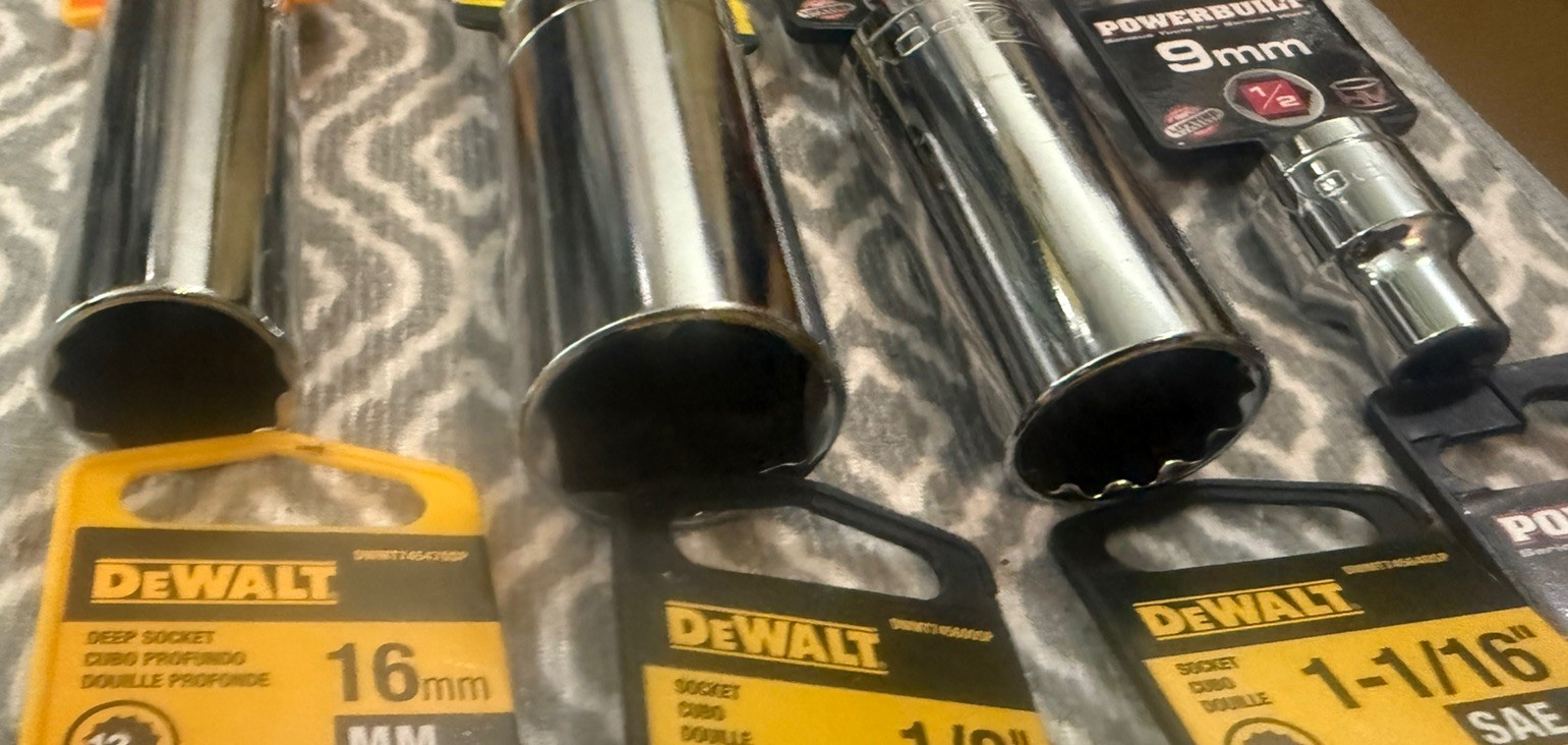 Lot of 1/2 inch drive Sockets NEW – 8 total standard and metric