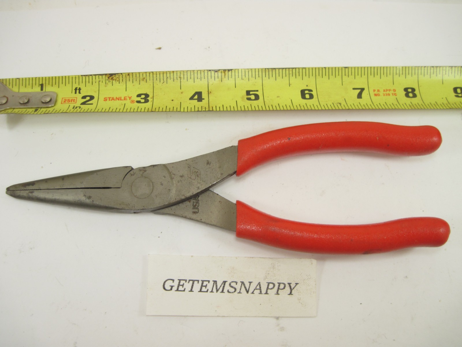 Snap On Talon Grip Red Handle Needle Nose Pliers 96ACF NICE