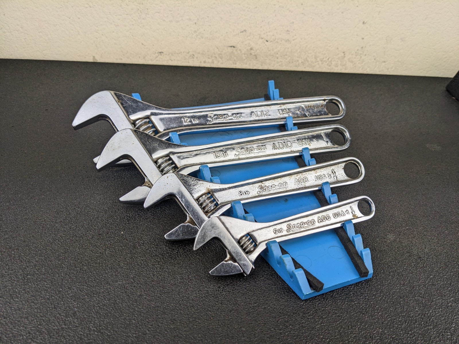 #bn784 Snap-on Tools Vintage USA 4 Pc Adjustable Wrench Set 6″, 8″, 10″, 12″