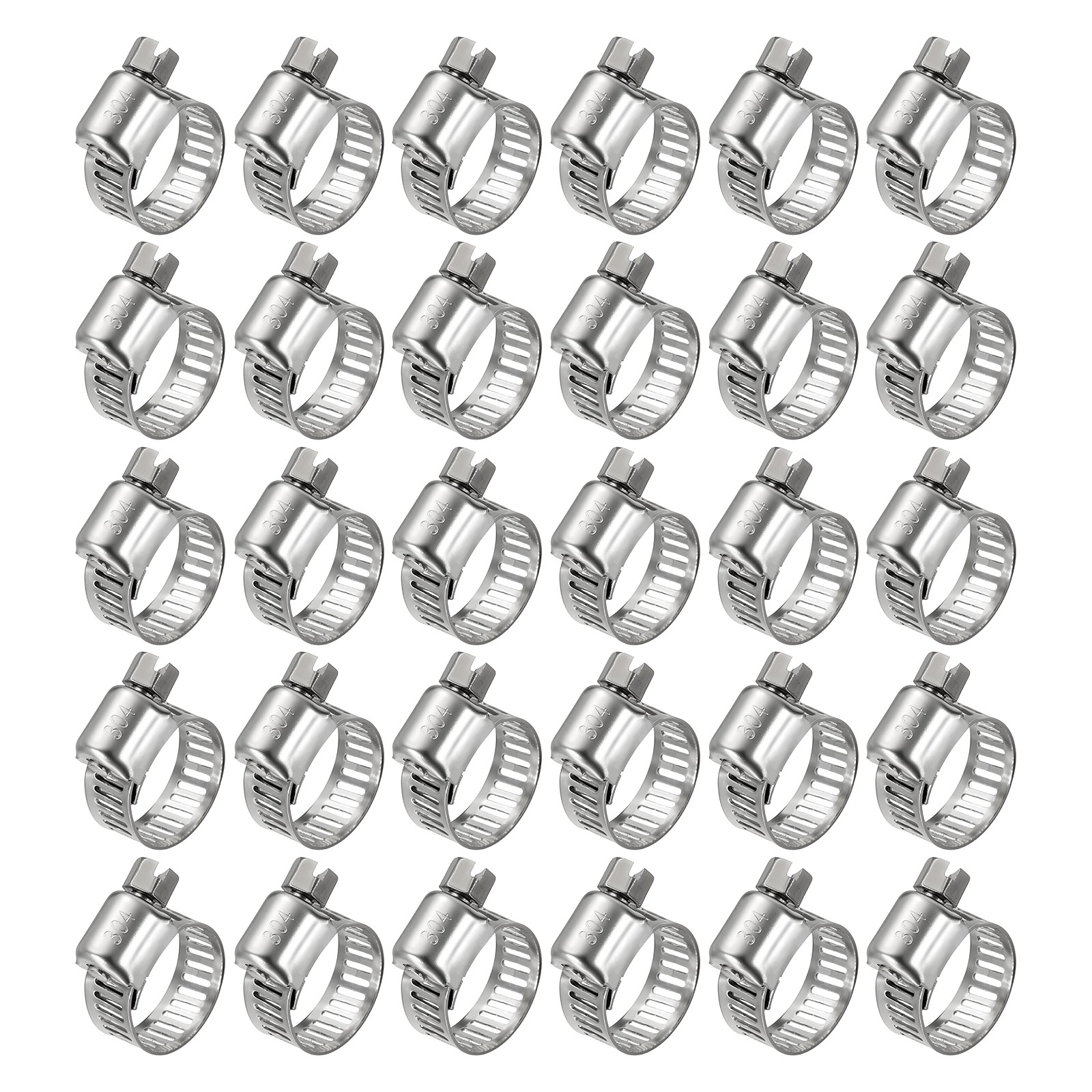 30Pcs Stainless Steel Hose Clamps, Adjustable 1/4″ to 1/2″ (6-12mm)