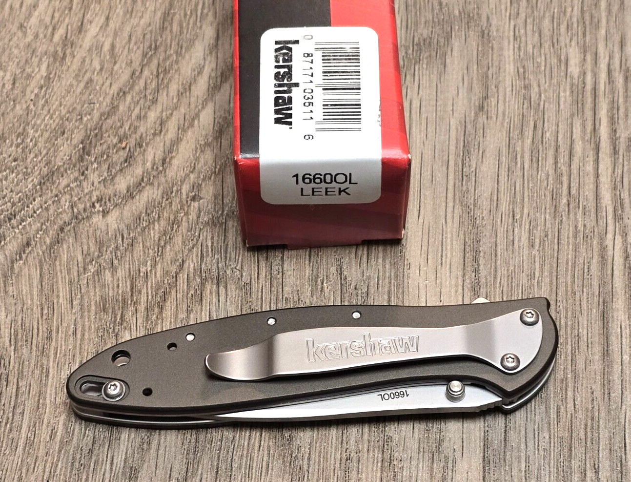 Kershaw Olive Green LEEK Pocket Knife w/Clip & Assisted Opening USA #1660OL