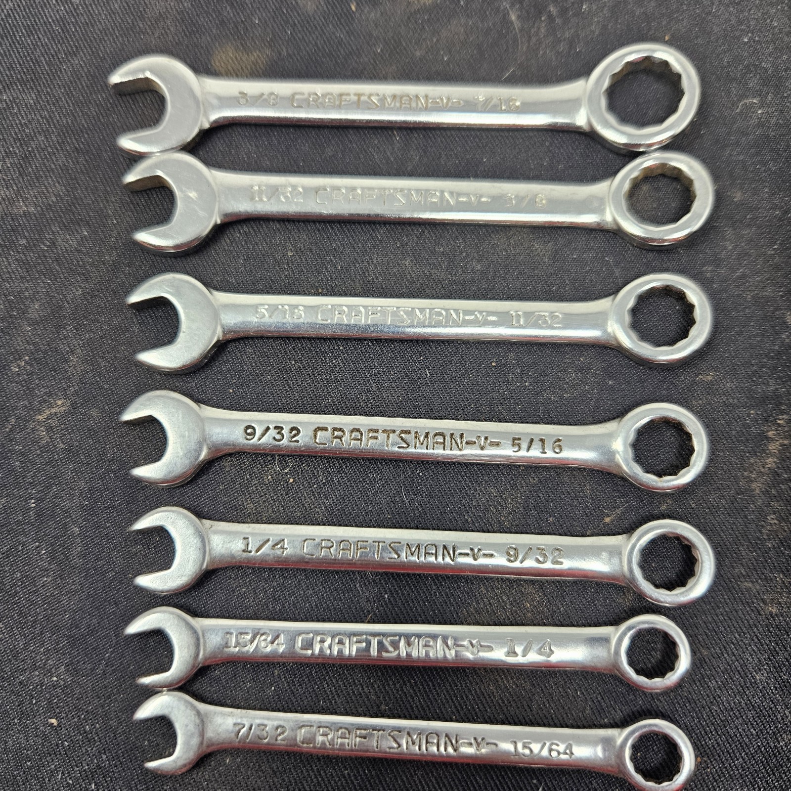 Craftsman 9 4306 Super-tuff 7 PC Set SAE Open End Ignition Wrench W/case USA