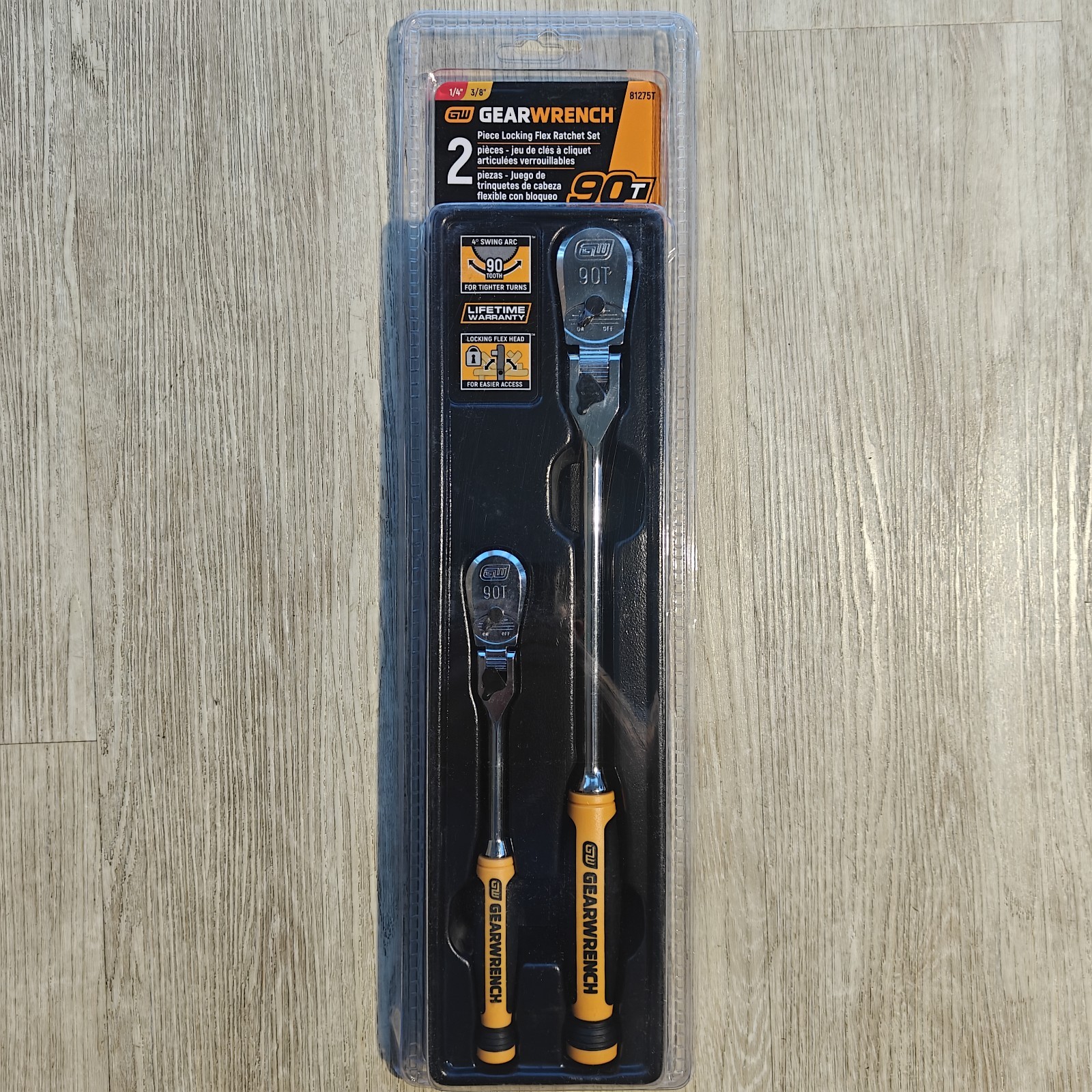 GEARWRENCH 2 Pc 1/4″ & 3/8″ 90 Tooth Drive Flex Head Teardrop Ratchet Set 81275T