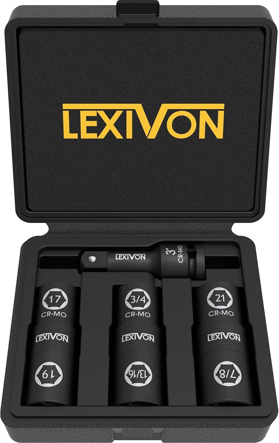 Lexivon 6-Piece Impact Socket Set – Dual Flip Design with Cr-Mo Steel Durability