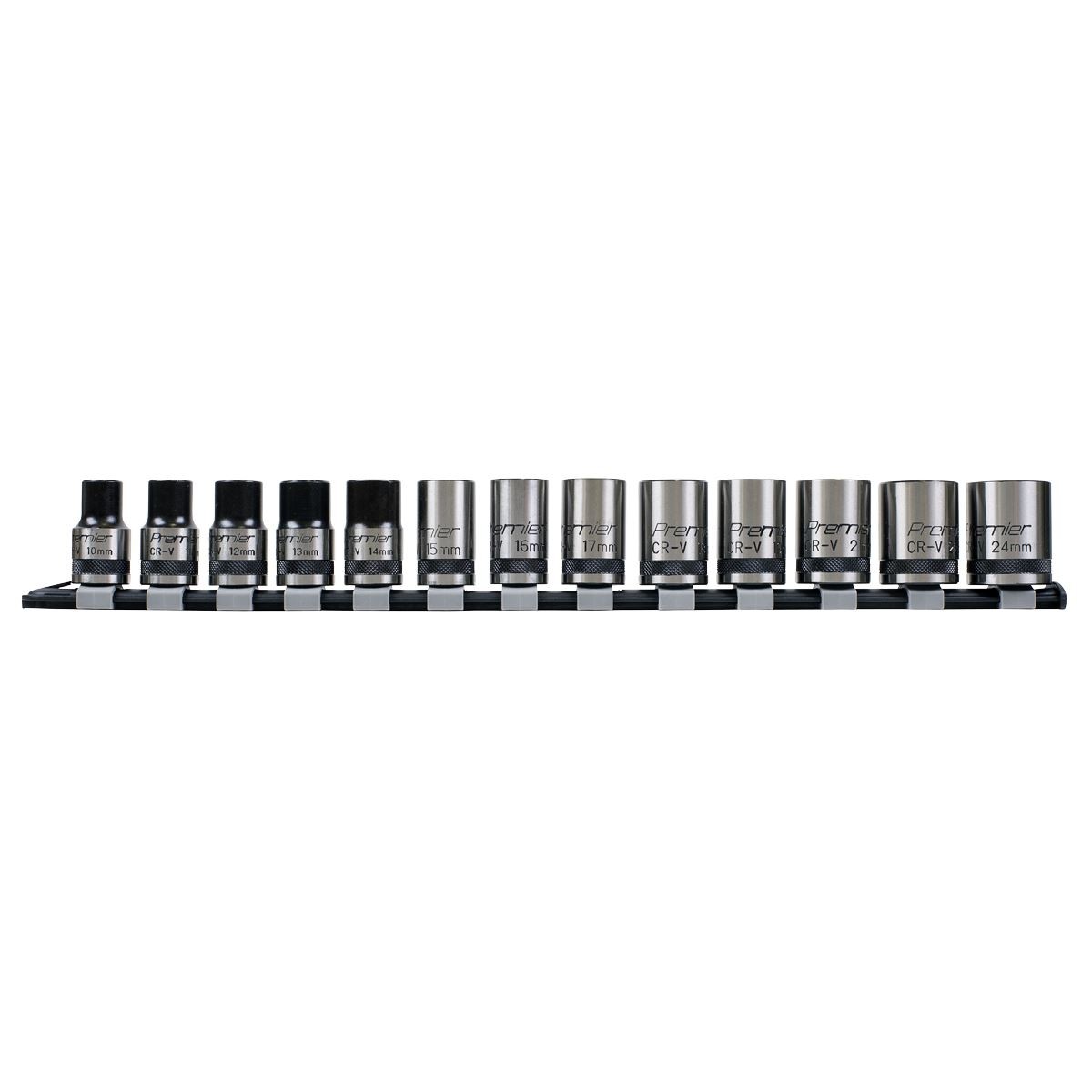 Sealey Premier Black Lock-On&trade; Socket Set 1/2″Sq Drive 13pc AK2742B