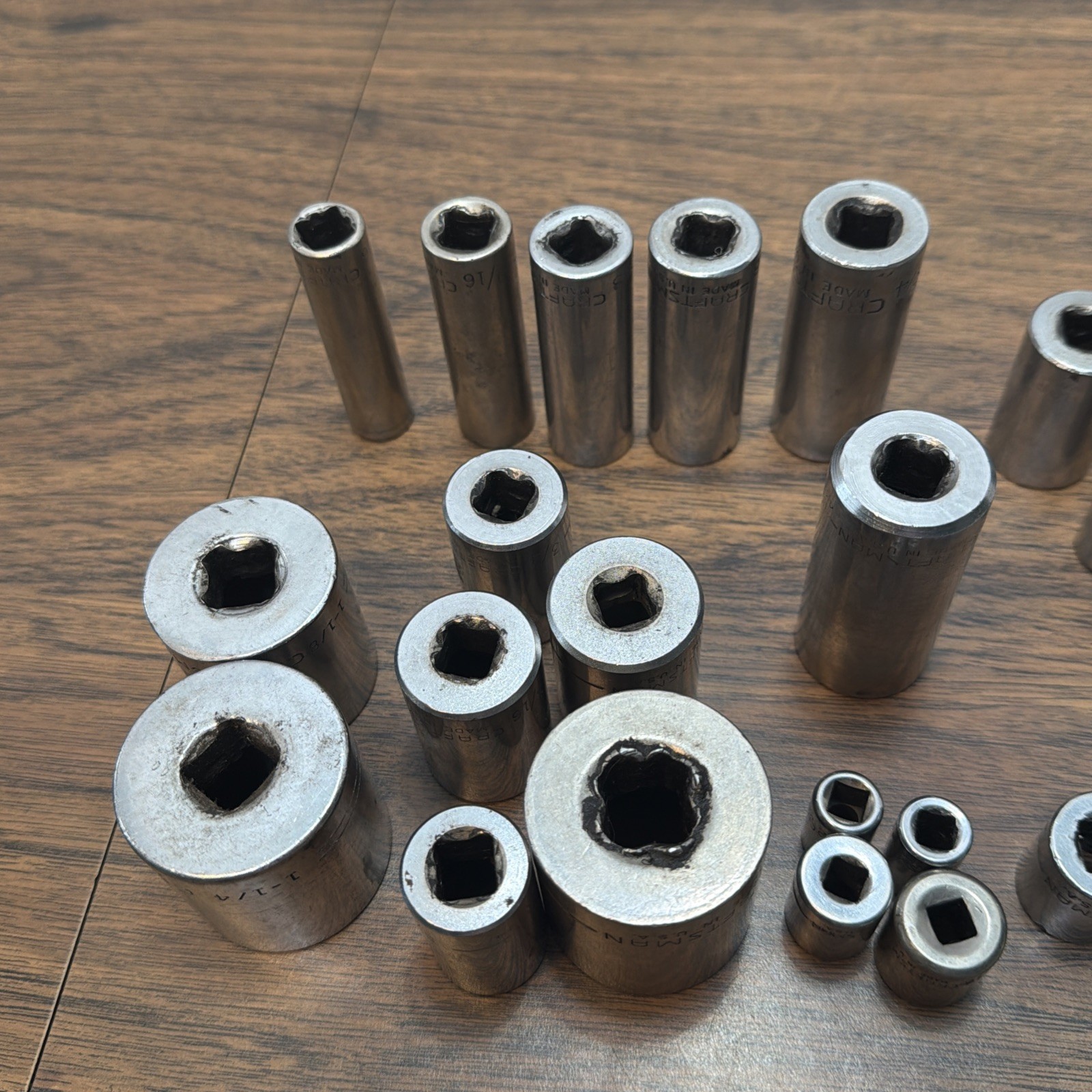 36x CRAFTSMAN Socket Lot SAE – 6pt 12pt – 1/2 1/4 Drive Asst Size Most Made USA