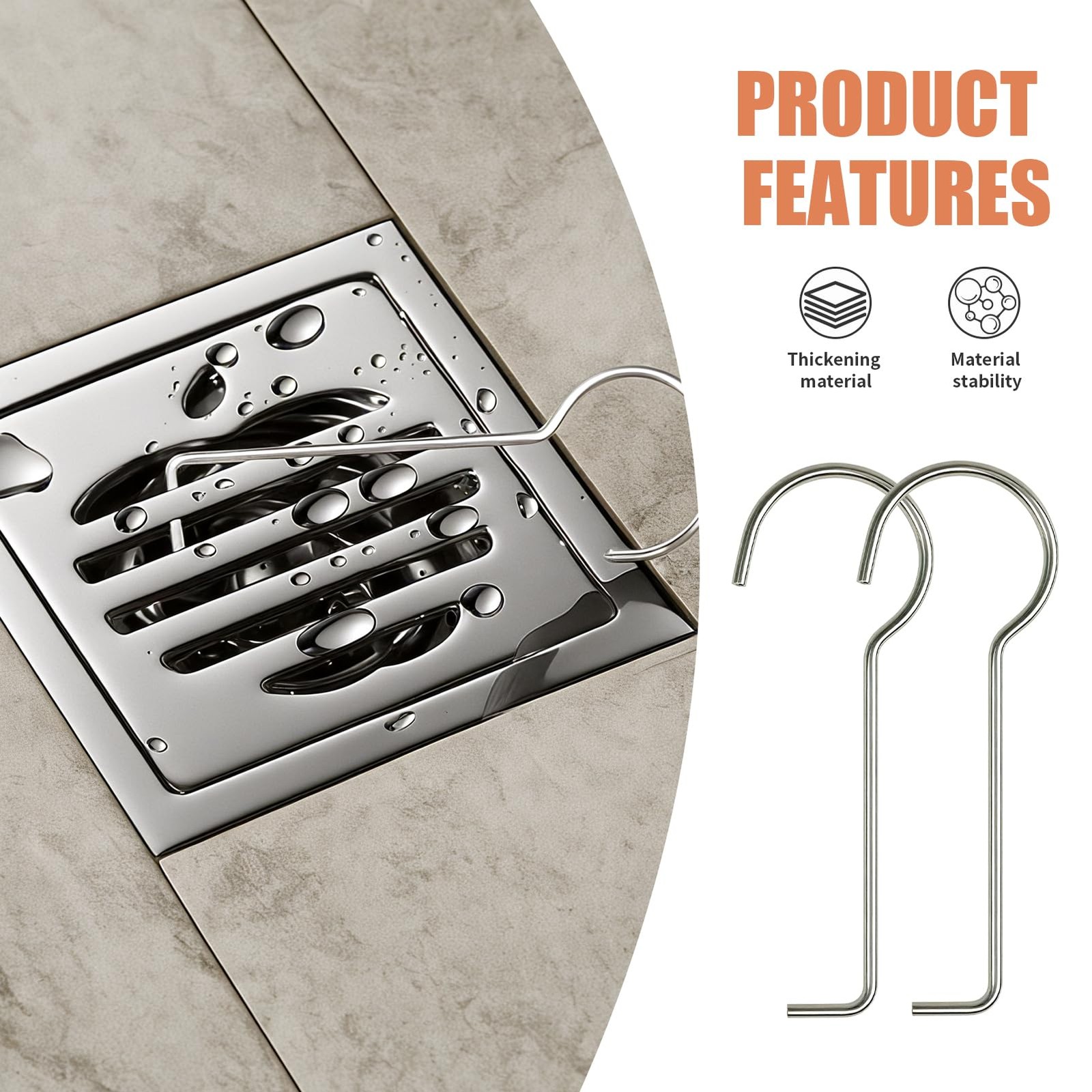 2 Pack Drain Lifting Hook, Stainless Steel Drain Wrench Lifting Hook, Drain Grid…