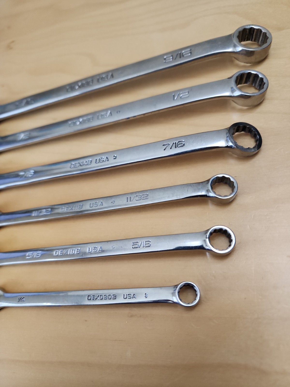 Lot Of 6 Snap-On Combo Wrenches 9/16″ 1/2″ 7/16″ 11/32″ 5/6″ 1/4″