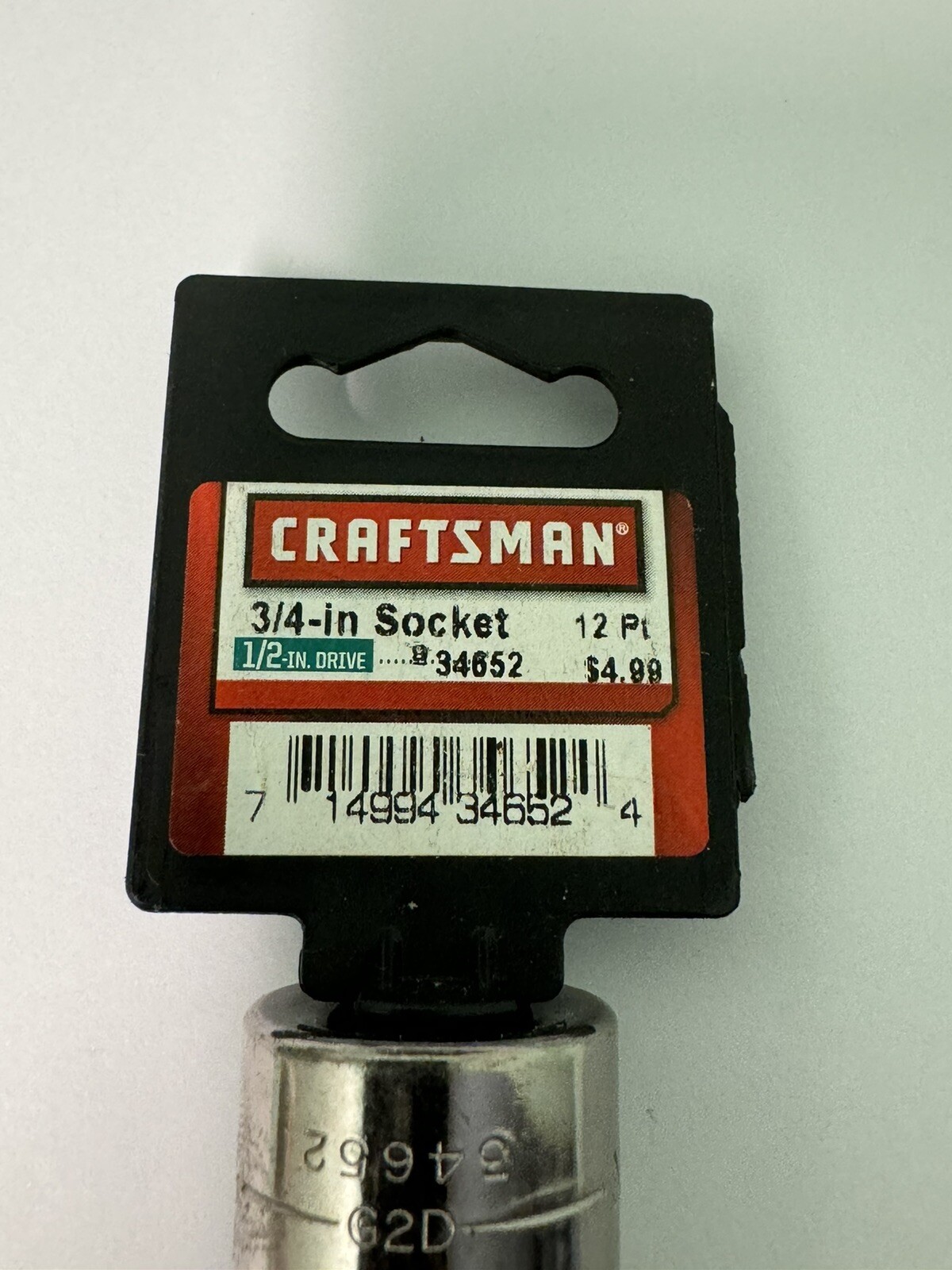 Craftsman Vintage 3/4” SAE 1/2” Drive 12 Point Shallow Socket USA G2D 34652