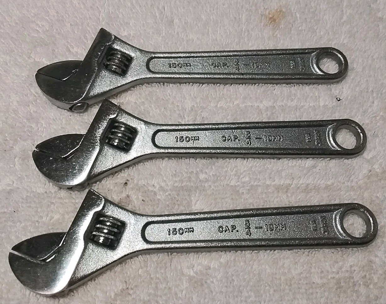 3pc 68506 K-D/ EASCO 6″- 150mm 3/4″-19mm CAPACITY ADJUSTABLE WRENCH SET