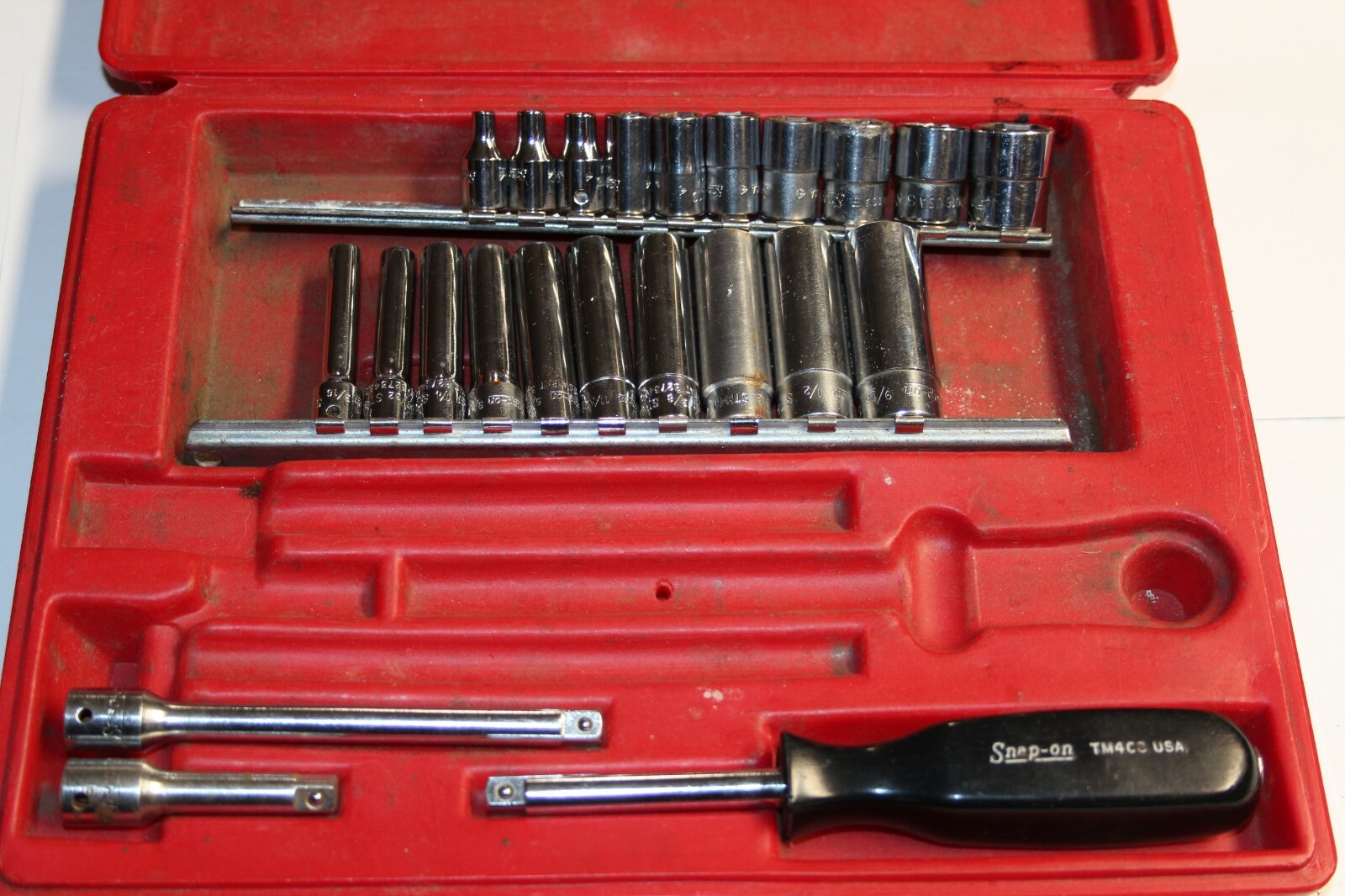 SNAP-ON TOOLS 1/4″ DRIVE SAE DEEP/SHALLOW SOCKET SET, SHANK DRIVER SET 23pcs USA